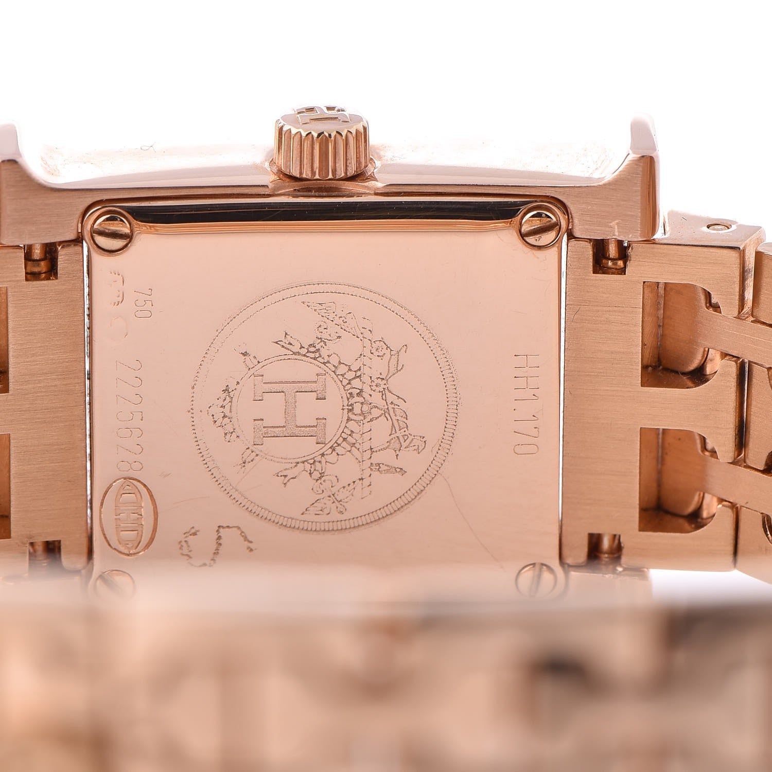 Hermes 18K Rose Gold Diamond Mother of Pearl 17.2mm Heure H Hour Quartz Watch 5 of 6