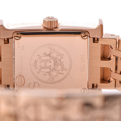 Hermes 18K Rose Gold Diamond Mother of Pearl 17.2mm Heure H Hour Quartz Watch 5 of 6