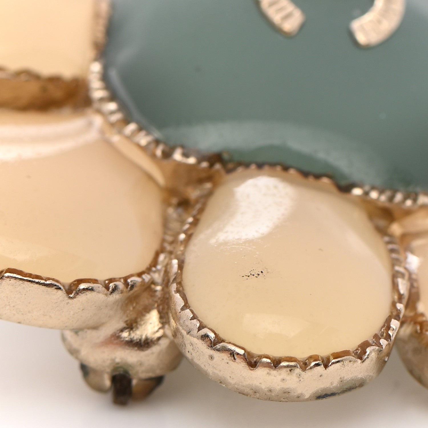 Chanel Gripoix CC Brooch White Green 6 of 6