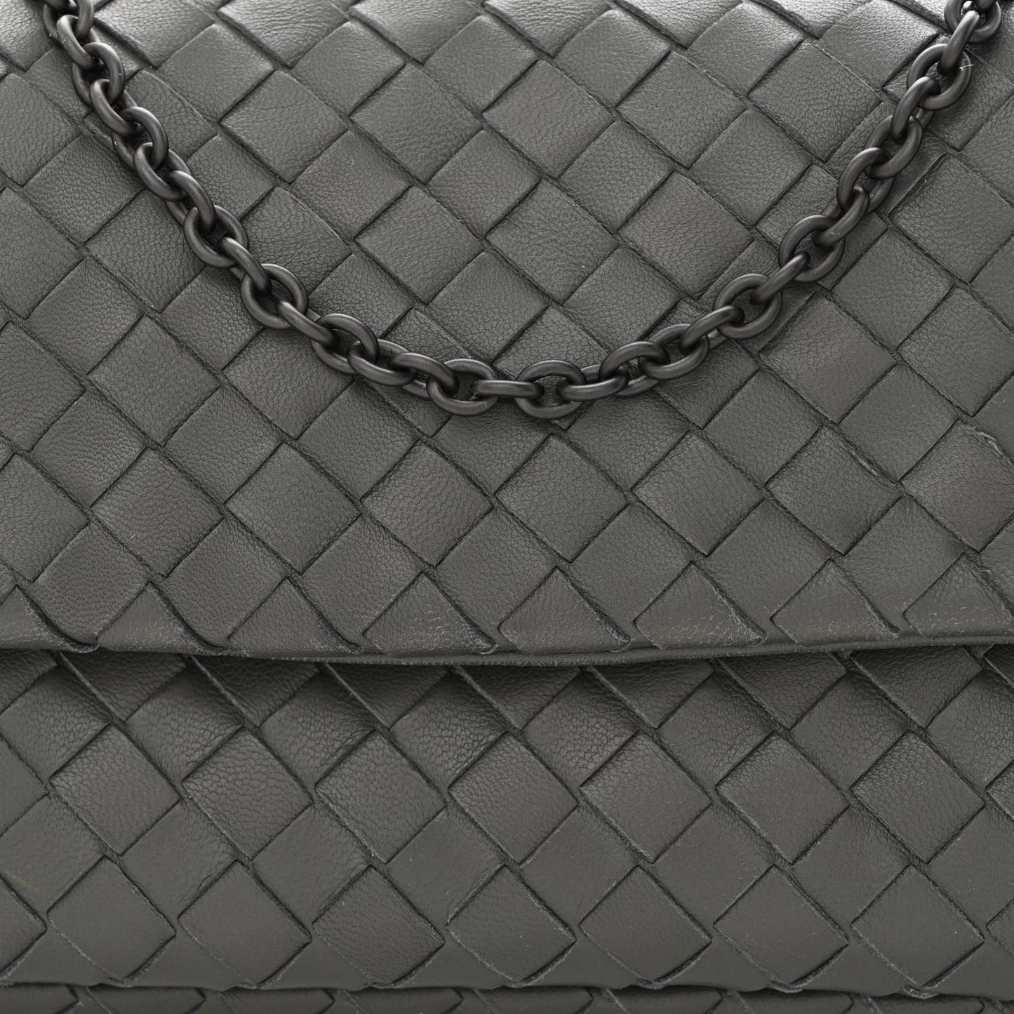 Nappa Intrecciato Small Chain Crossbody Light Grey