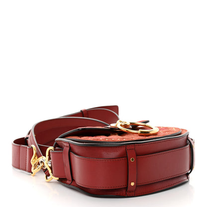 Chloe Suede Calfskin Quilted Embroidered Small Tess Saddle Bag Reddish Brown 4 of 12