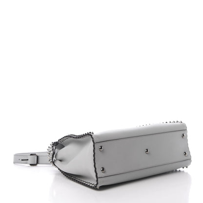 Fendi Vitello Seta Shiny Nappa Scalloped Studded Medium Peekaboo Iconic Satchel Grigio Perla 5 of 13