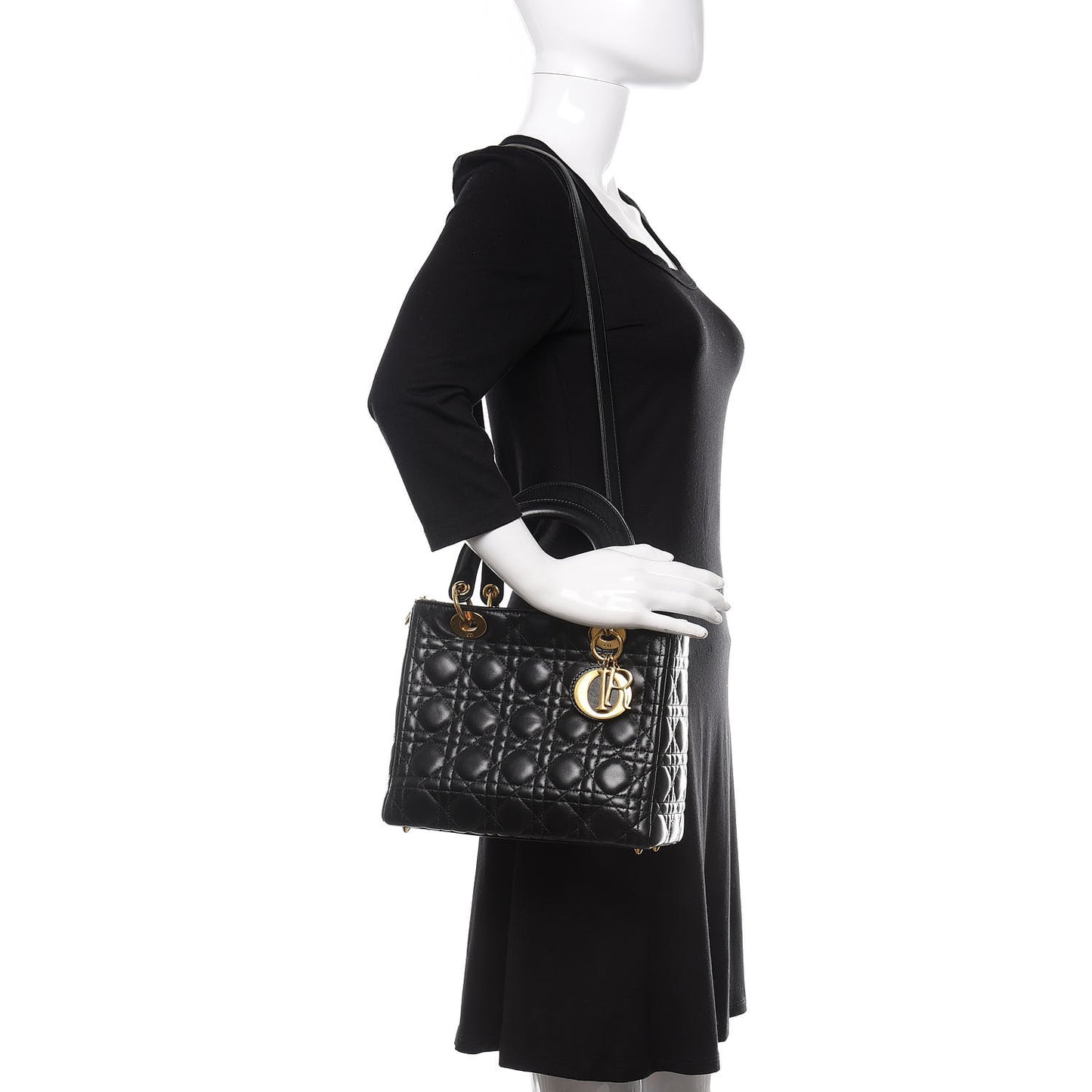 Lambskin Cannage Medium Lady Dior Black