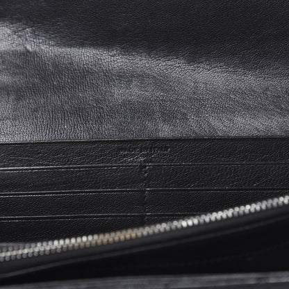 Saint Laurent Lambskin Mixed Matelasse Quilted Large Monogram Envelope Wallet Black 7 of 9