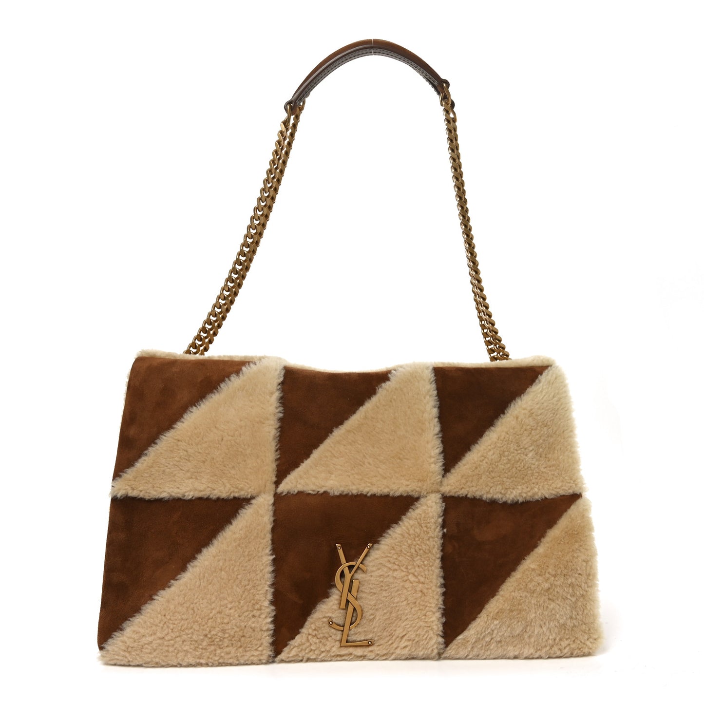 Suede Shearling Patchwork Monogram Giant Jamie Brown Beige