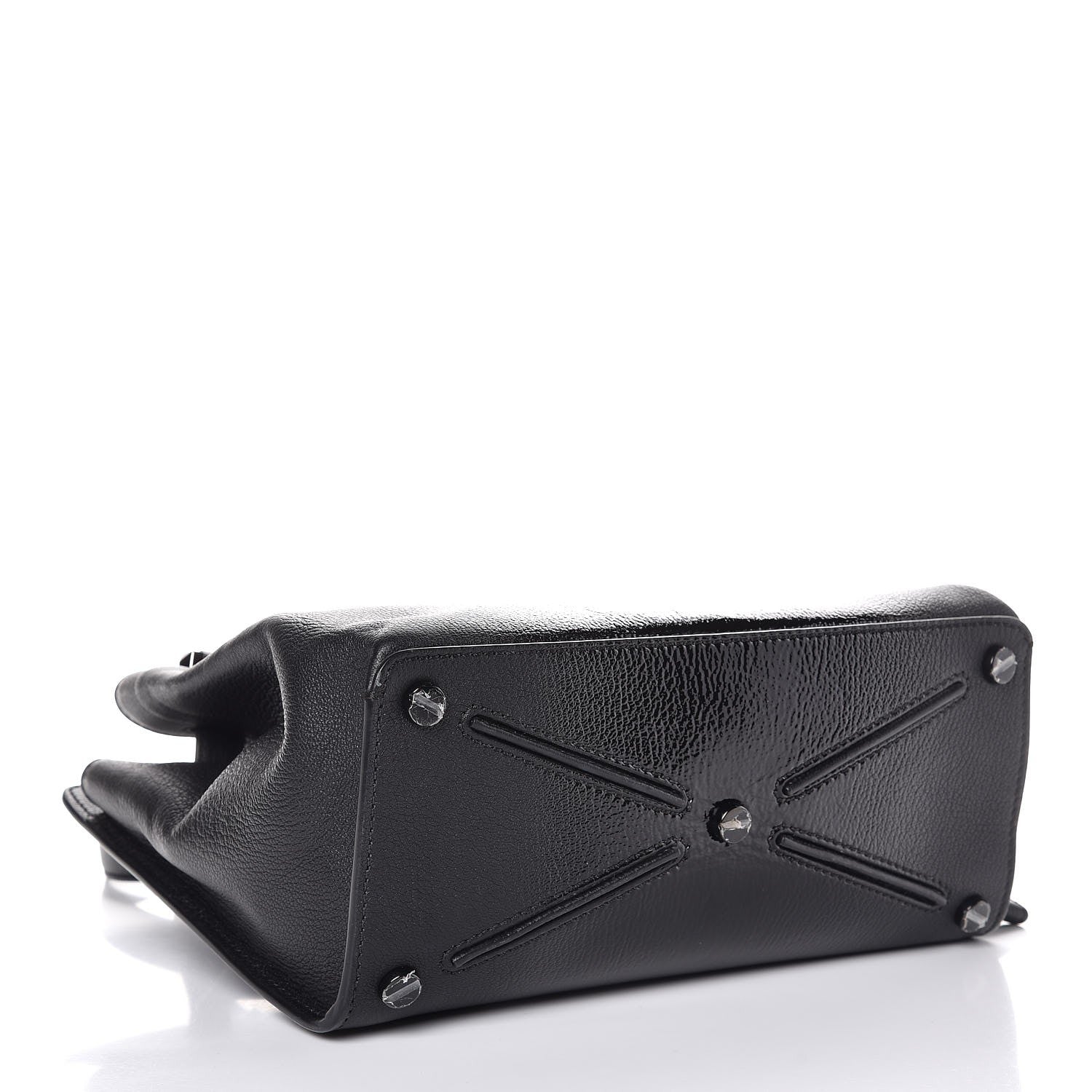 Valentino Garavani Patent Pebbled Calfskin Medium JoyLock Satchel Black 4 of 6