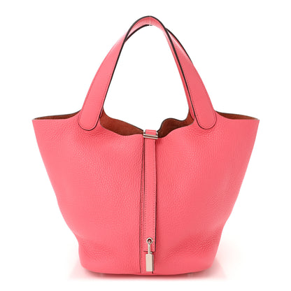 Hermes Taurillon Clemence Picotin Lock 22 MM Rose Azalee 1 of 11