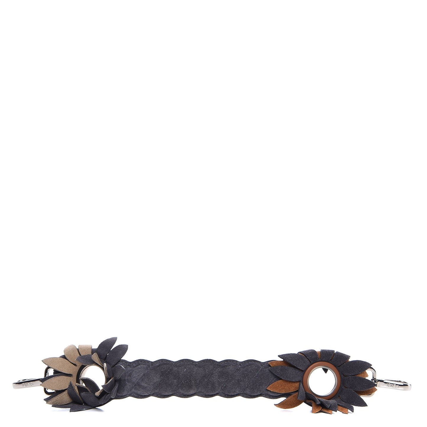 Suede Calfskin Mini Flower Strap You Dark Grey