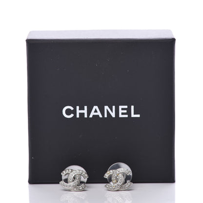 Chanel Crystal Mini Timeless CC Earrings Silver 5 of 5