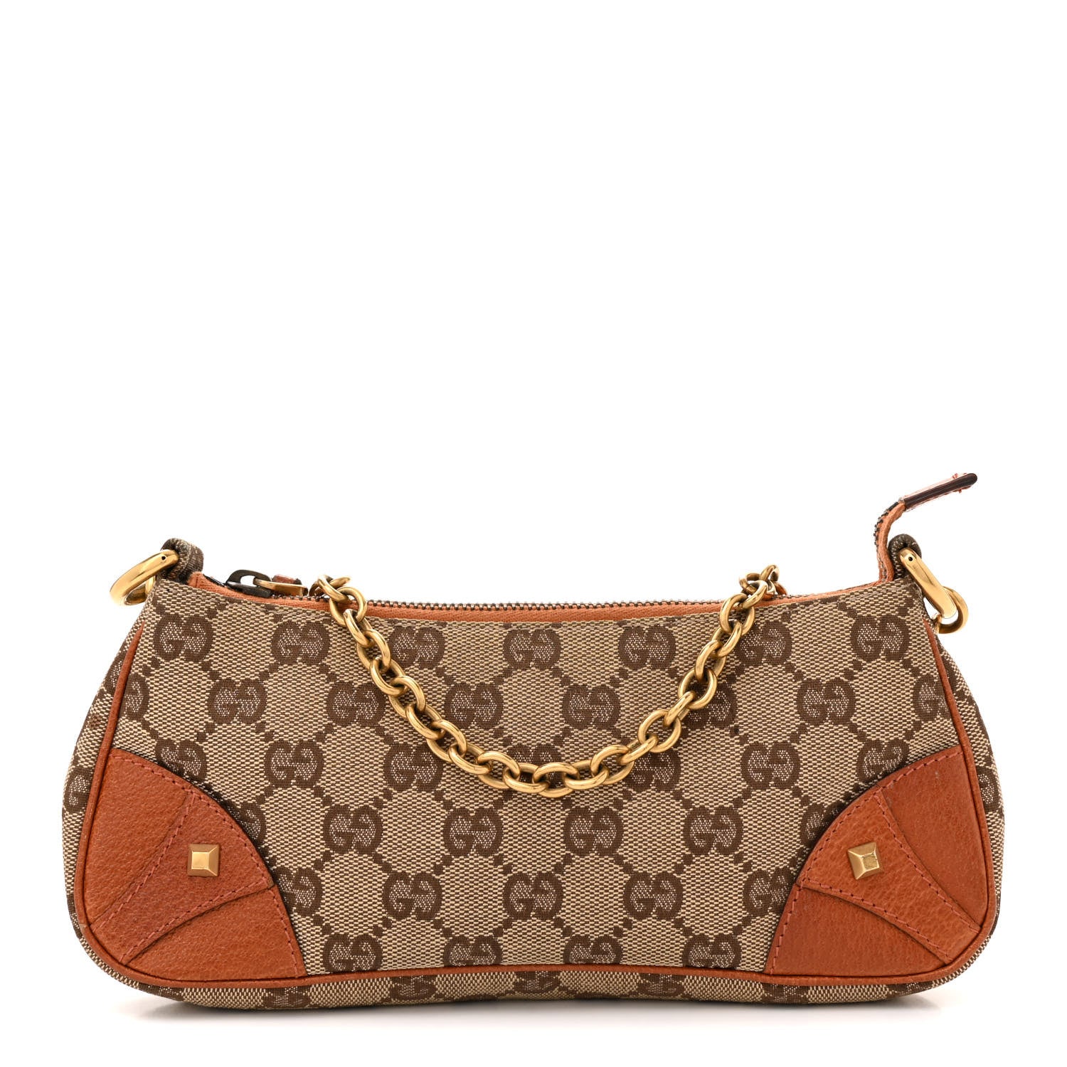 Gucci Monogram Horsebit Nail Chain Pochette Orange 1 of 11