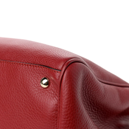 Gucci Pebbled Calfskin Medium Bamboo Shopper Tote Red 9 of 11
