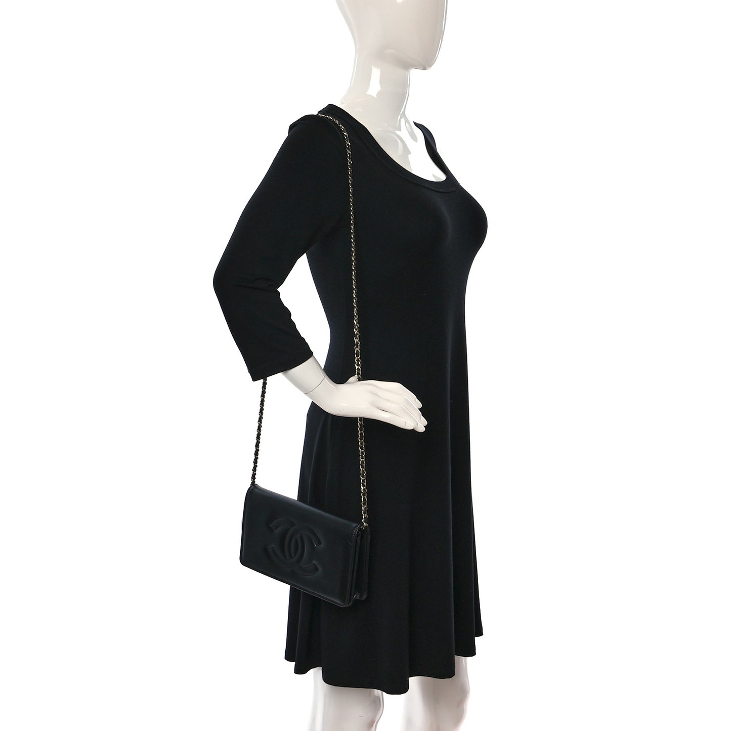 Lambskin Quilted Timeless CC Wallet On Chain WOC Black