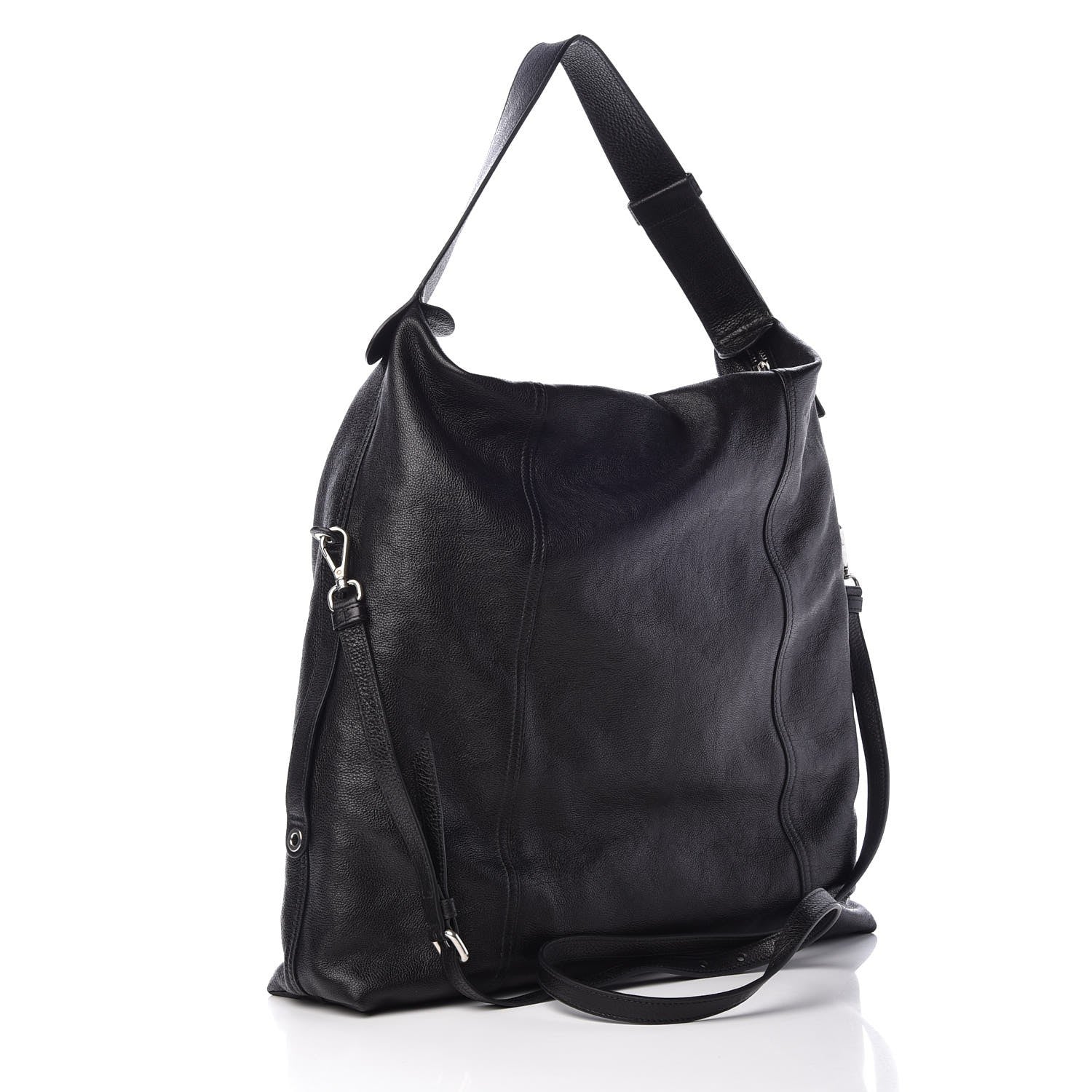 Prada Glace Calf Etiquette Hobo Black 3 of 9