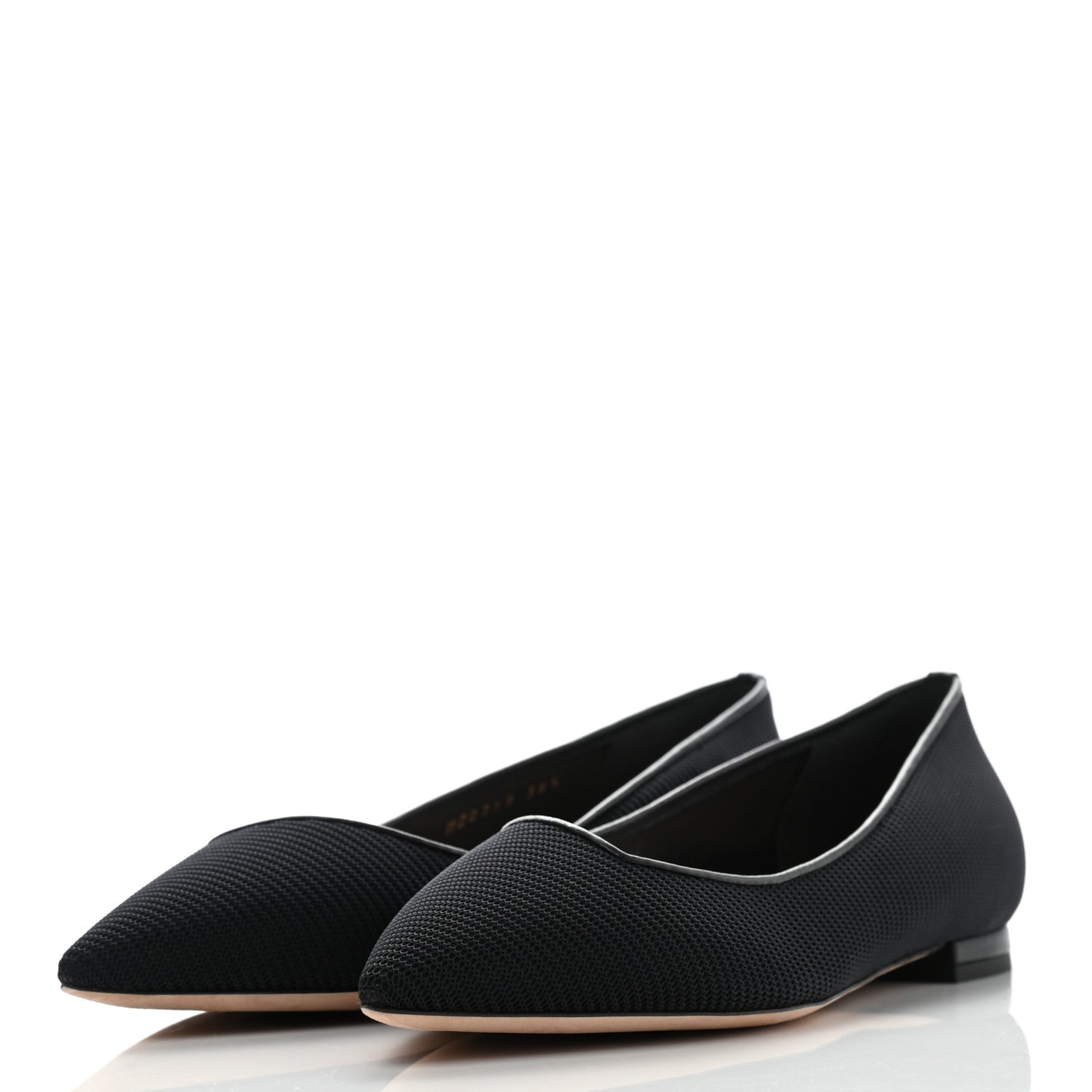Technical Fabric Pointed Toe Flats 38.5 Black