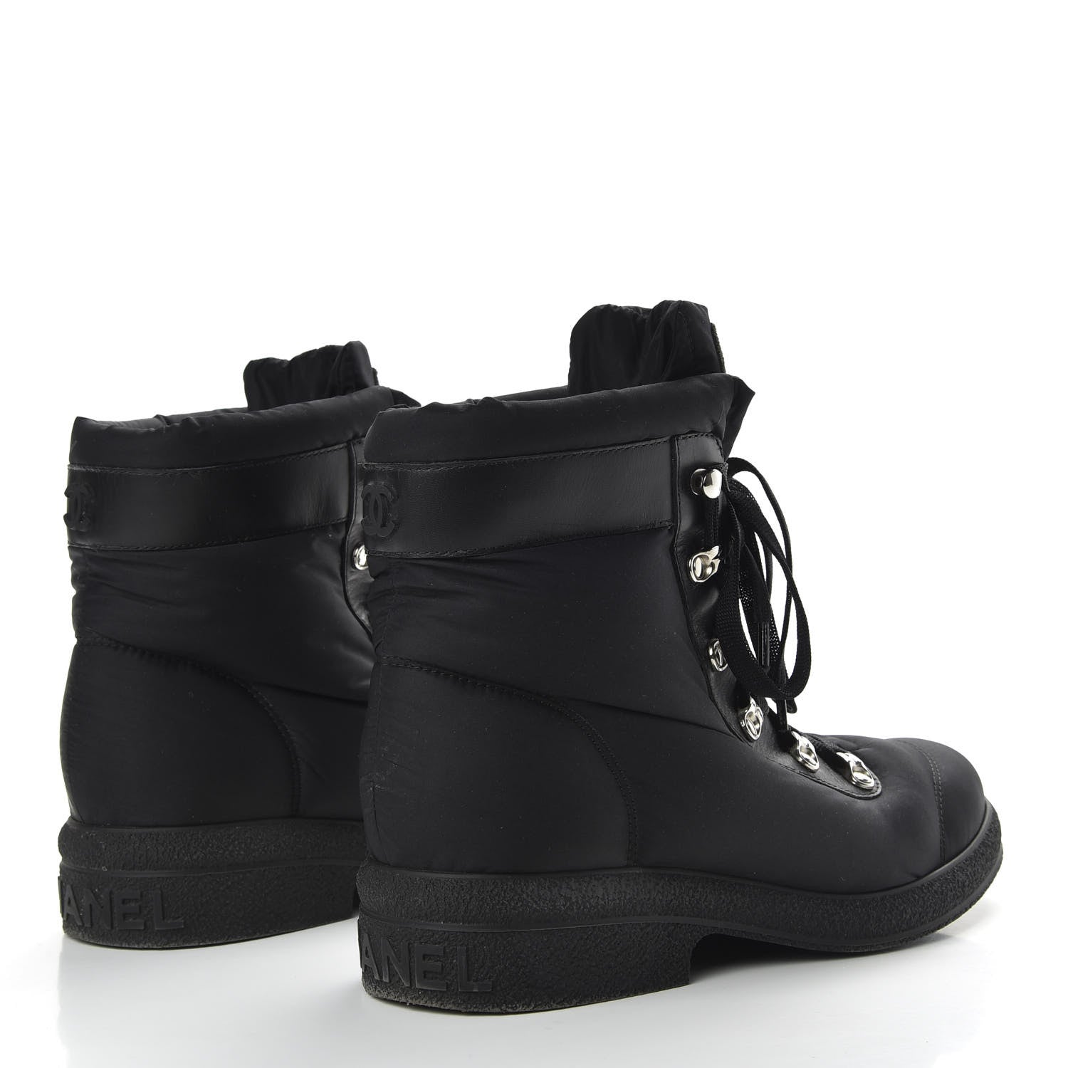 Chanel Nylon Calfskin Womens Coco Neige Short Boots 40 Black 4 of 11