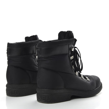 Chanel Nylon Calfskin Womens Coco Neige Short Boots 40 Black 4 of 11