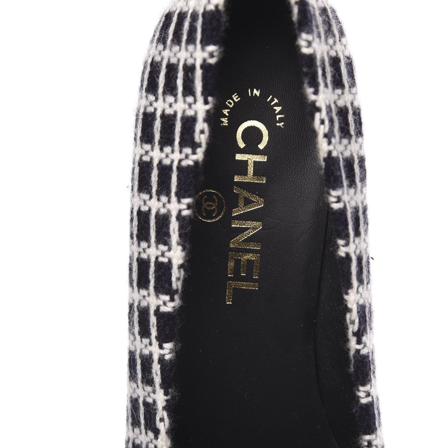 Chanel Tweed Grosgrain Cap Toe Logo Pumps 38.5 Black White Blue Pink 8 of 10