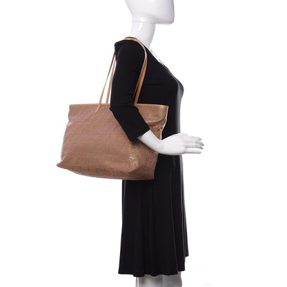 Fendi Metallic Lurex Zucca Roll Shopping Tote Arancio 2 of 18