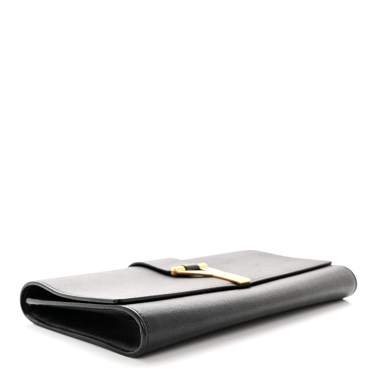 Textured Calfskin Classic Y Ligne Clutch Black