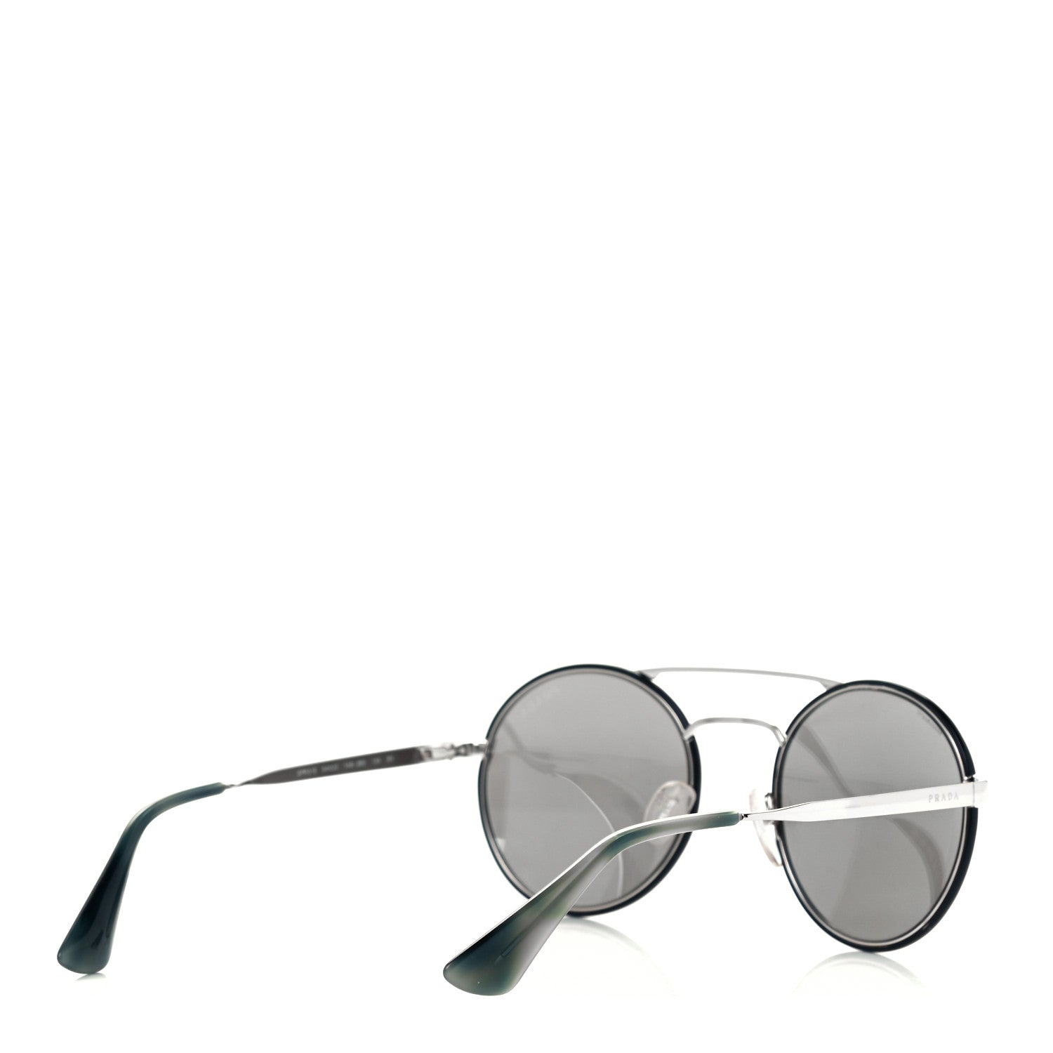 Prada Round Sunglasses SPR 51S Black Silver 4 of 8