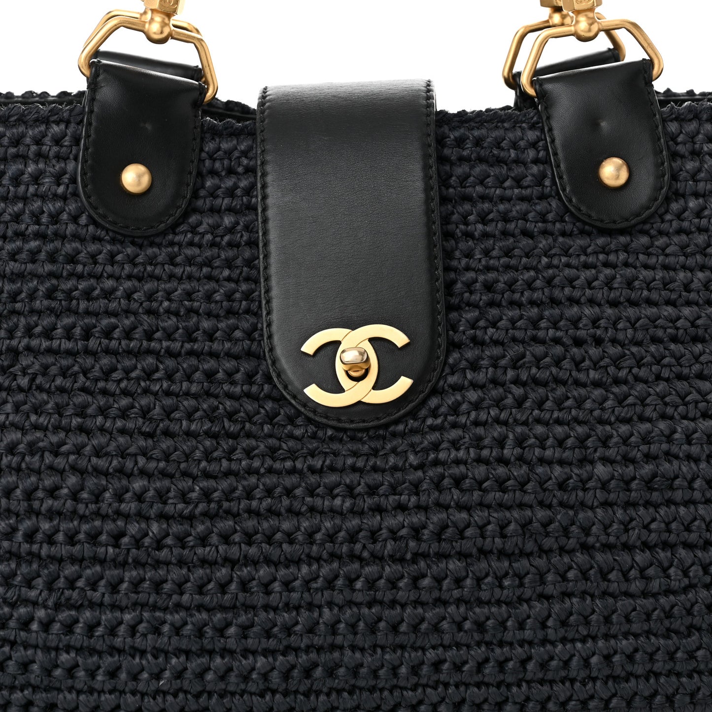 Straw Raffia Tote Black
