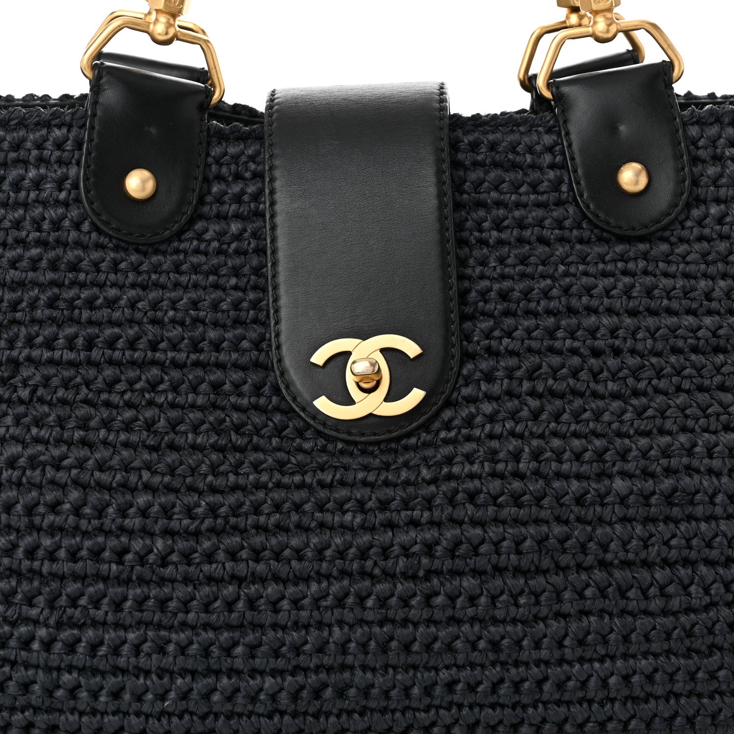 Chanel Straw Raffia Tote Black 9 of 12