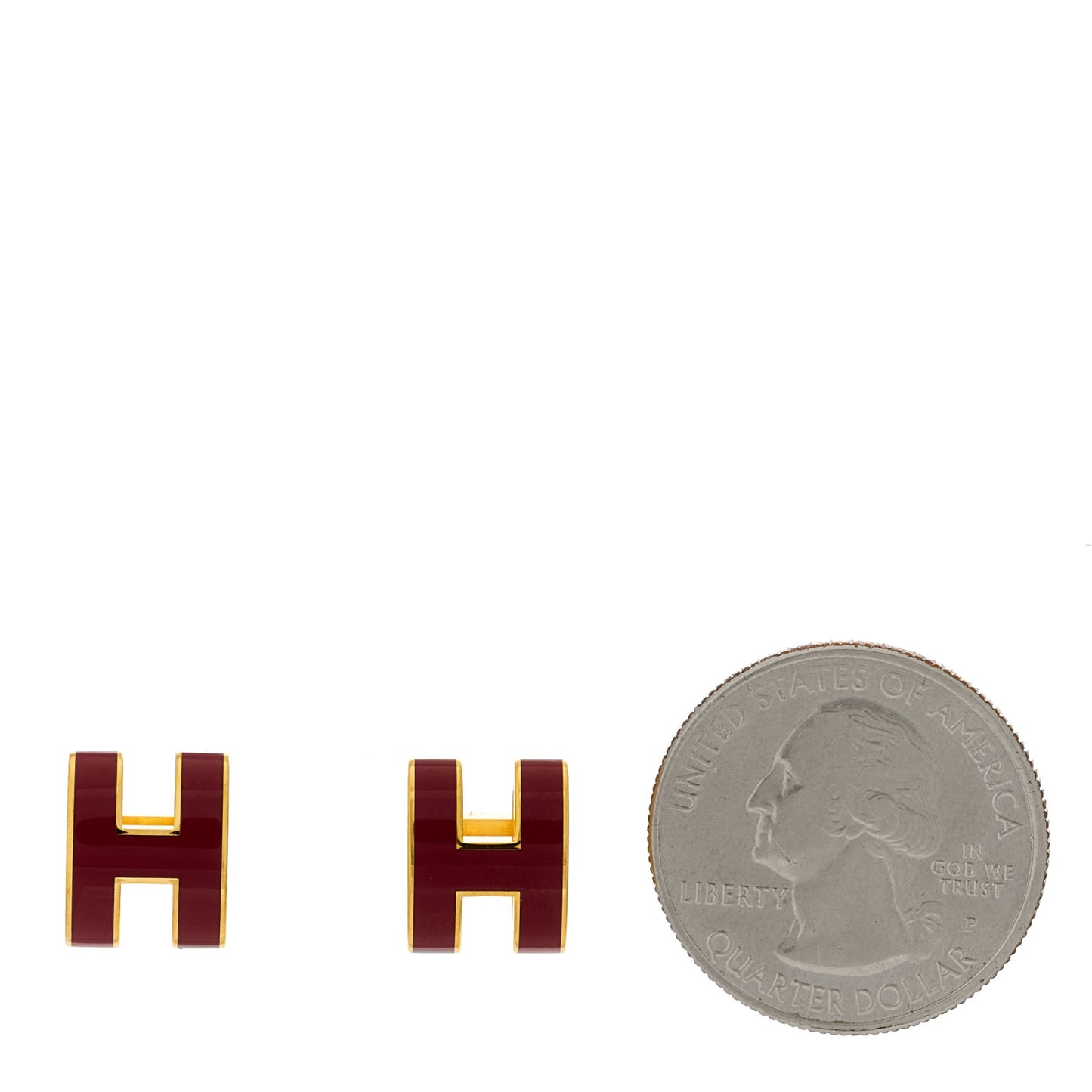 Gold Lacquered Mini Pop H Earrings Rouge H