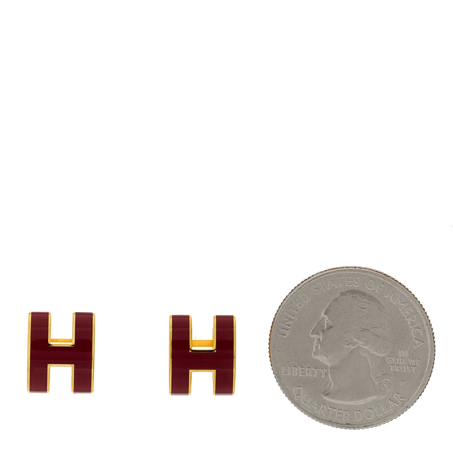 Hermes Gold Lacquered Mini Pop H Earrings Rouge H 2 of 5