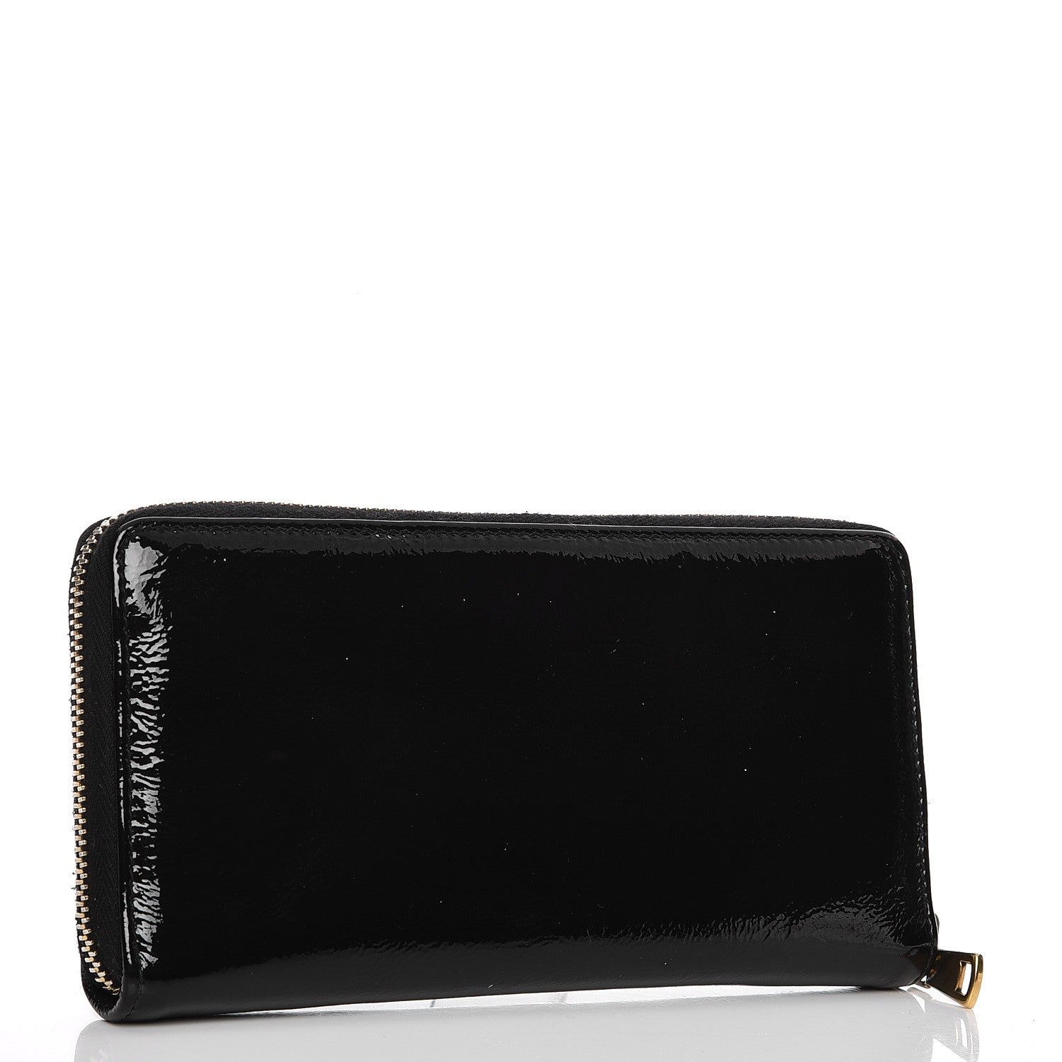 Saint Laurent Patent Y-Mail Zip Around Wallet Black 3 of 10