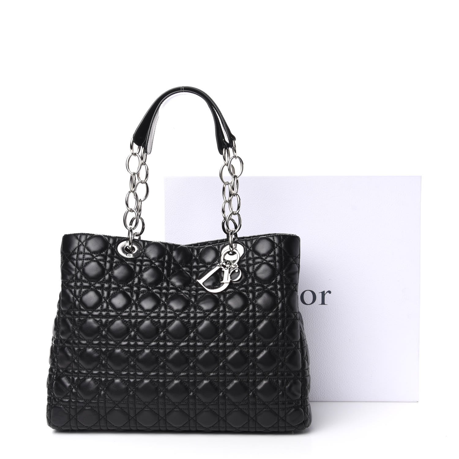 Christian Dior Lambskin Cannage Large Dior Soft Shopping Tote Black 9 of 9
