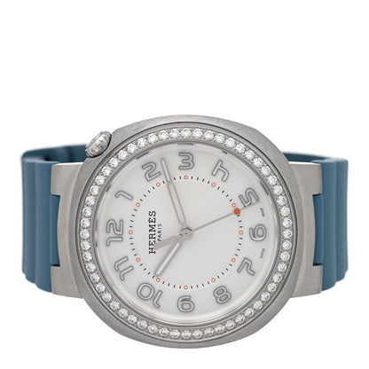 Hermes Stainless Steel Rubber Diamond Bezel 36mm Cut Automatic Watch Blue Jean 2 of 5