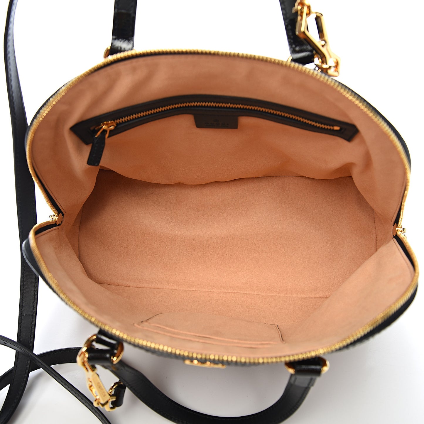 Suede Patent Web Medium Ophidia Top Handle Dome Bag Nocciola Black
