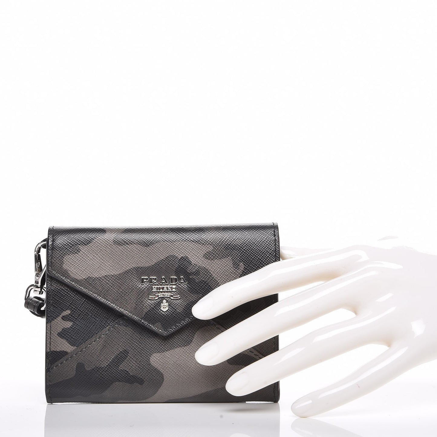Saffiano Camouflage Print Wristlet Wallet Marmo Dis Camouflage