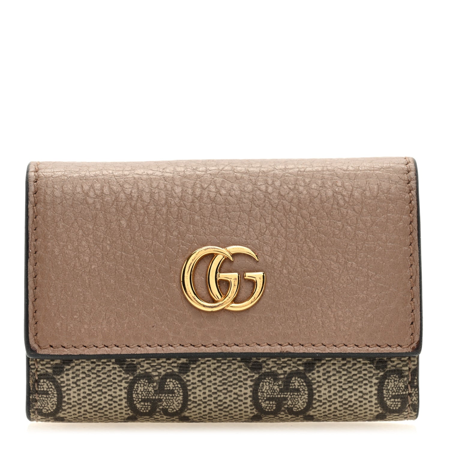 Gucci Dollar Calfskin GG Supreme Monogram GG Marmont 6 Key Holder Case Porcelain Rose Beige Ebony 1 of 8