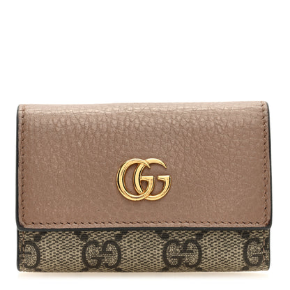 Gucci Dollar Calfskin GG Supreme Monogram GG Marmont 6 Key Holder Case Porcelain Rose Beige Ebony 1 of 8
