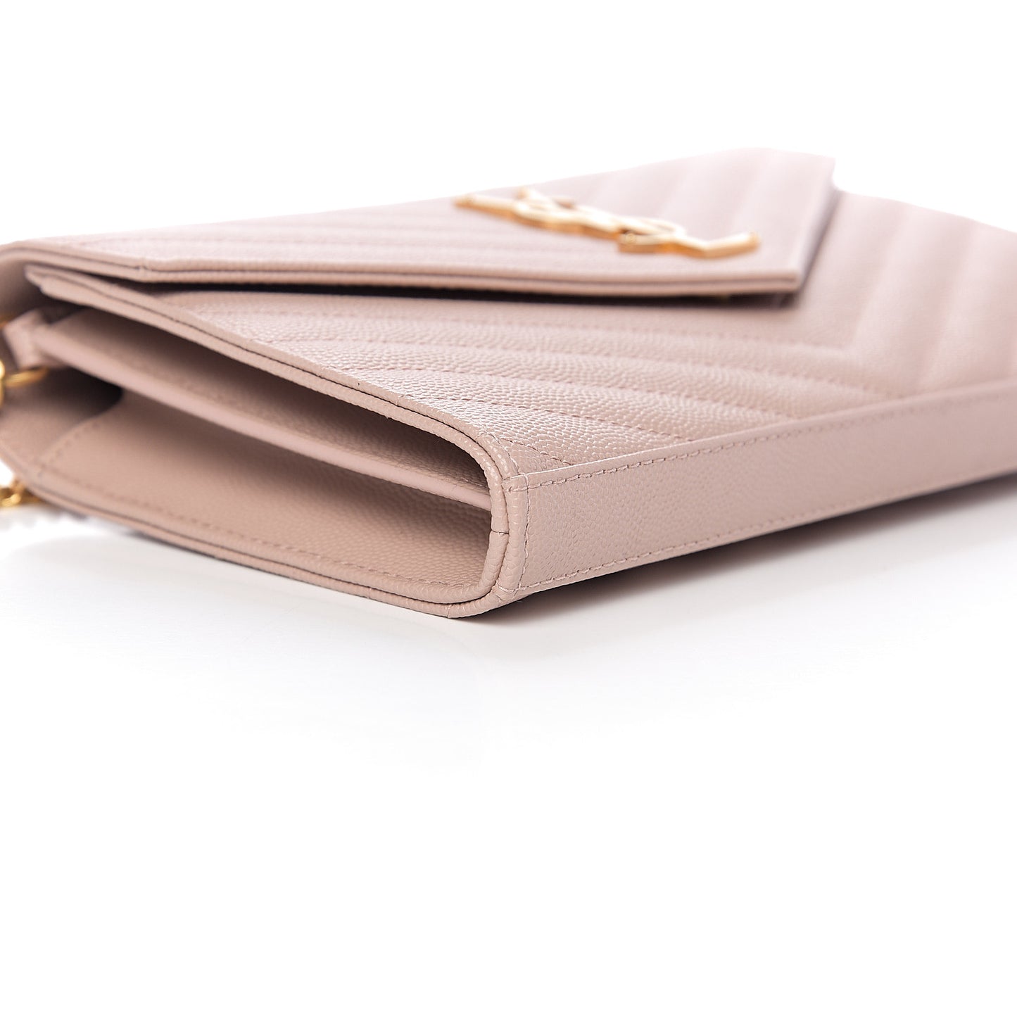 Grain De Poudre Matelasse Chevron Monogram Chain Wallet Pale Pink