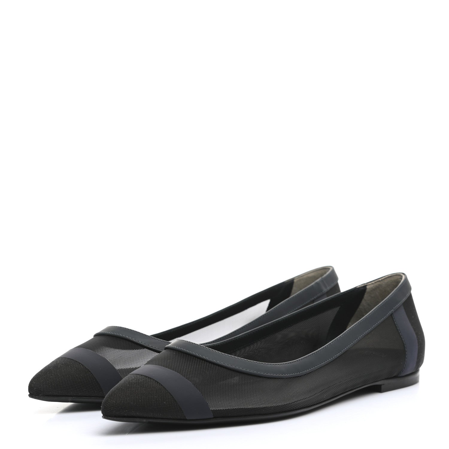 Fendi Mesh Skimmer Ballerina Flats 38.5 Navy Black 3 of 7