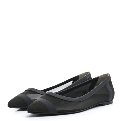 Fendi Mesh Skimmer Ballerina Flats 38.5 Navy Black 3 of 7