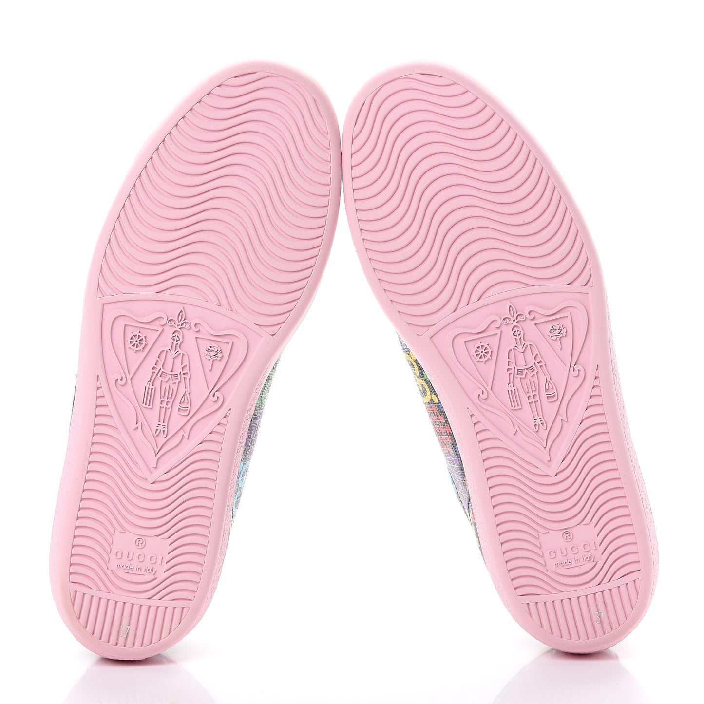 GG Supreme Monogram Psychedelic Womens Ace Sneakers 37 Black Multicolor Sugar Pink
