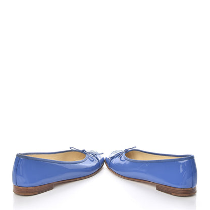 Chanel Calfskin Patent CC Cap Toe Ballerina Flats 35.5 Blue 5 of 11