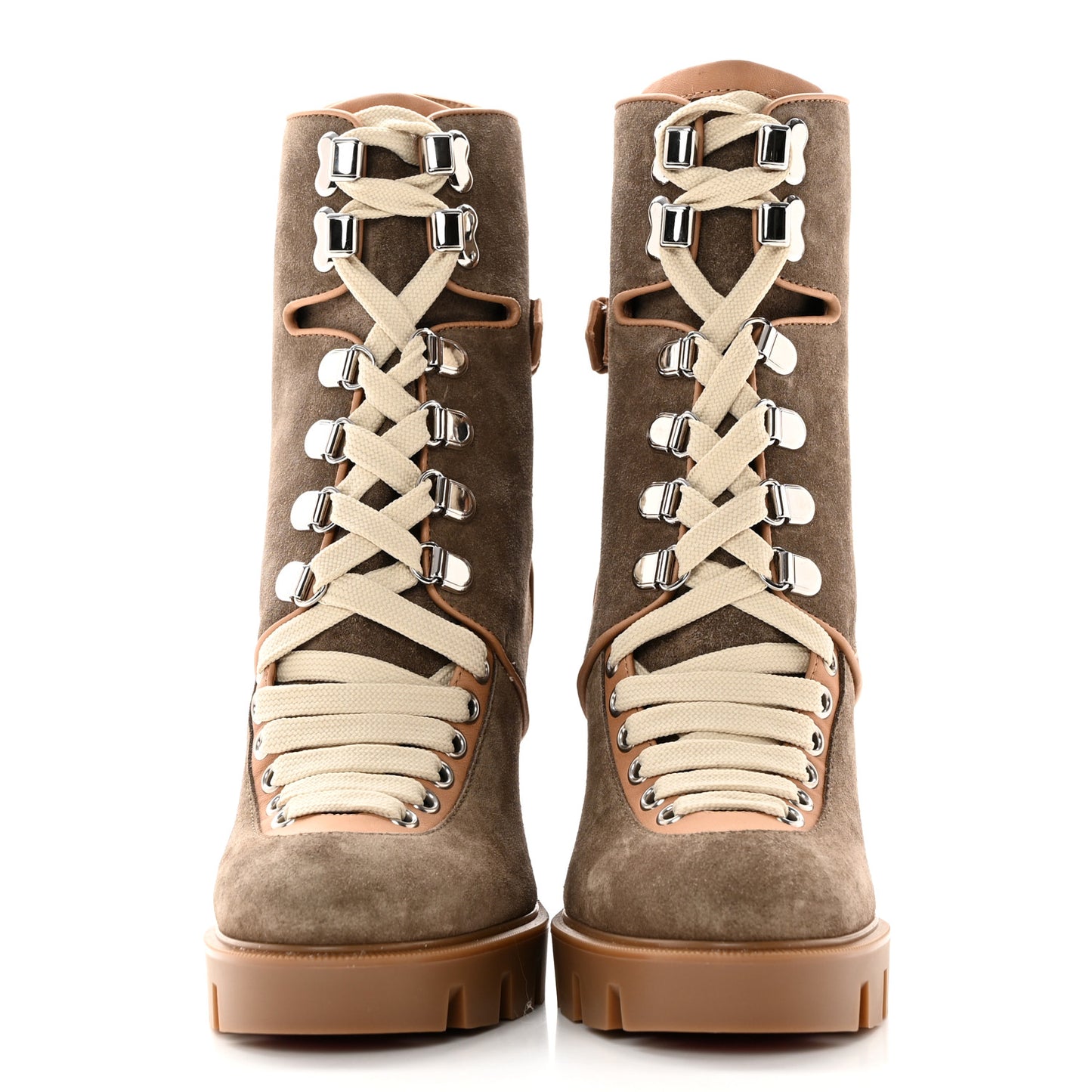Suede Calfskin Macademia 100 Biker Platform Boots 36 Silex