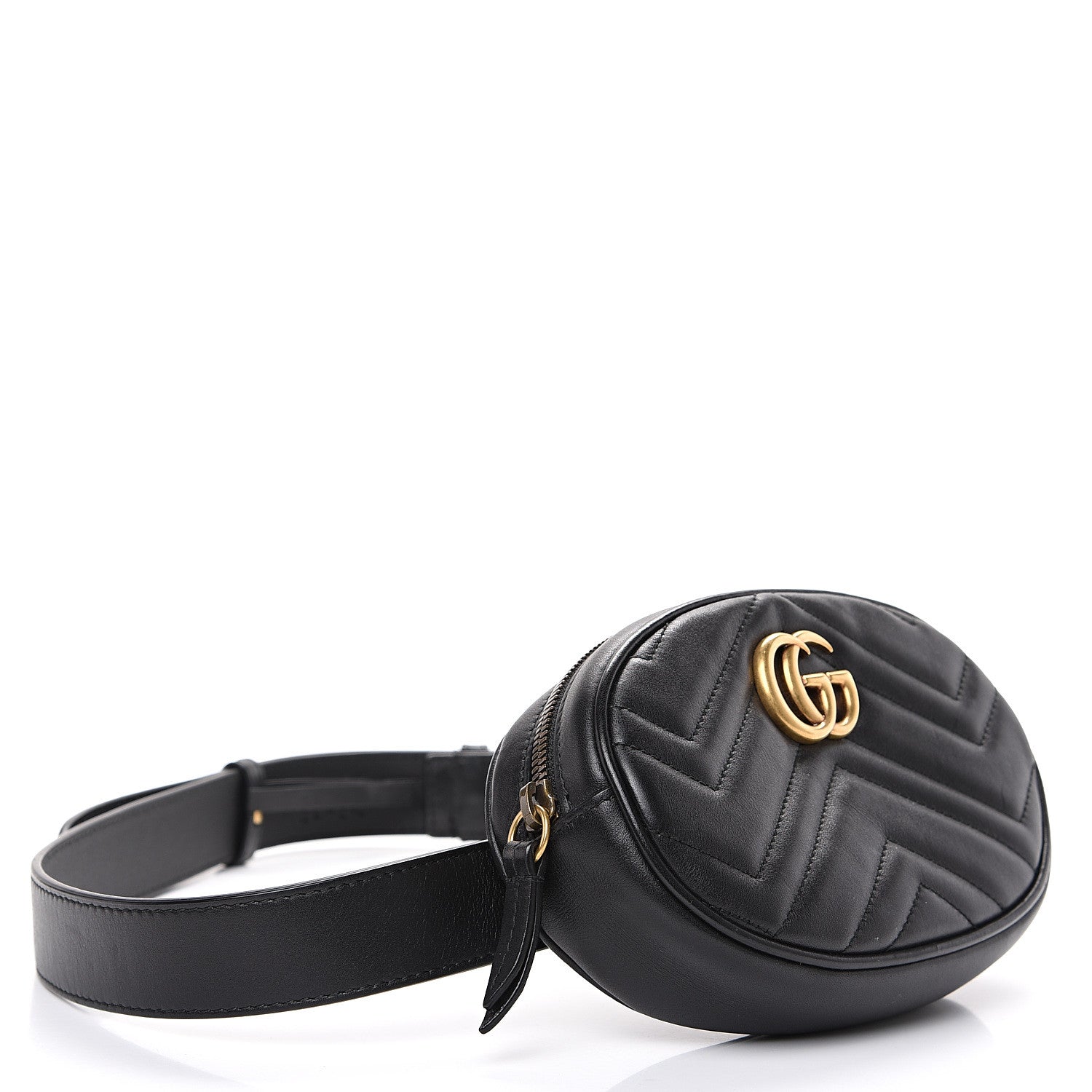 Gucci Calfskin Matelasse GG Marmont Belt Bag 95 38 Black 3 of 8