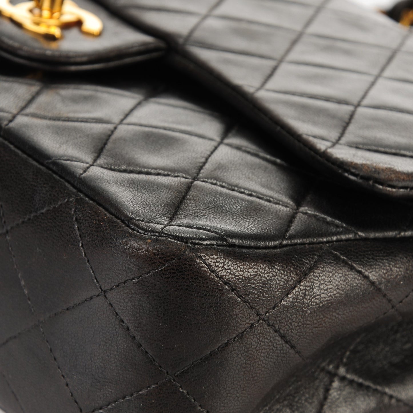 Lambskin Quilted Medium Double Flap Black