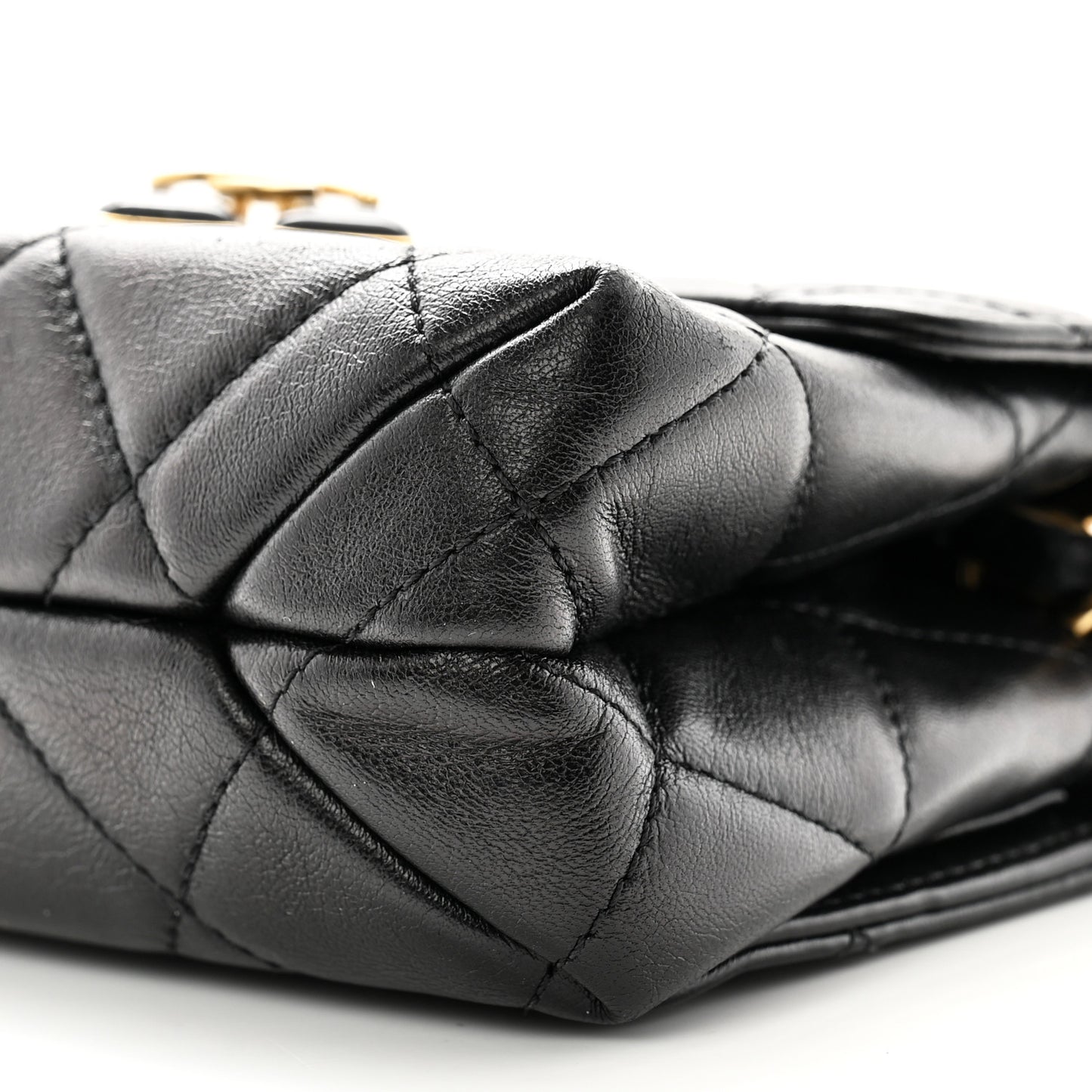 Lambskin Quilted Diamond Lock Flap Black