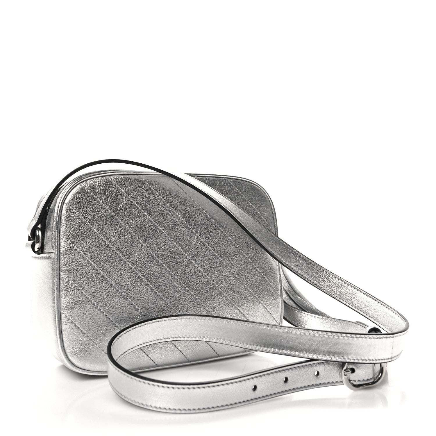 Gucci Metallic Sakai Be Green Calfskin Diagonal Stitched Small Blondie Shoulder Bag Silver 3 of 11