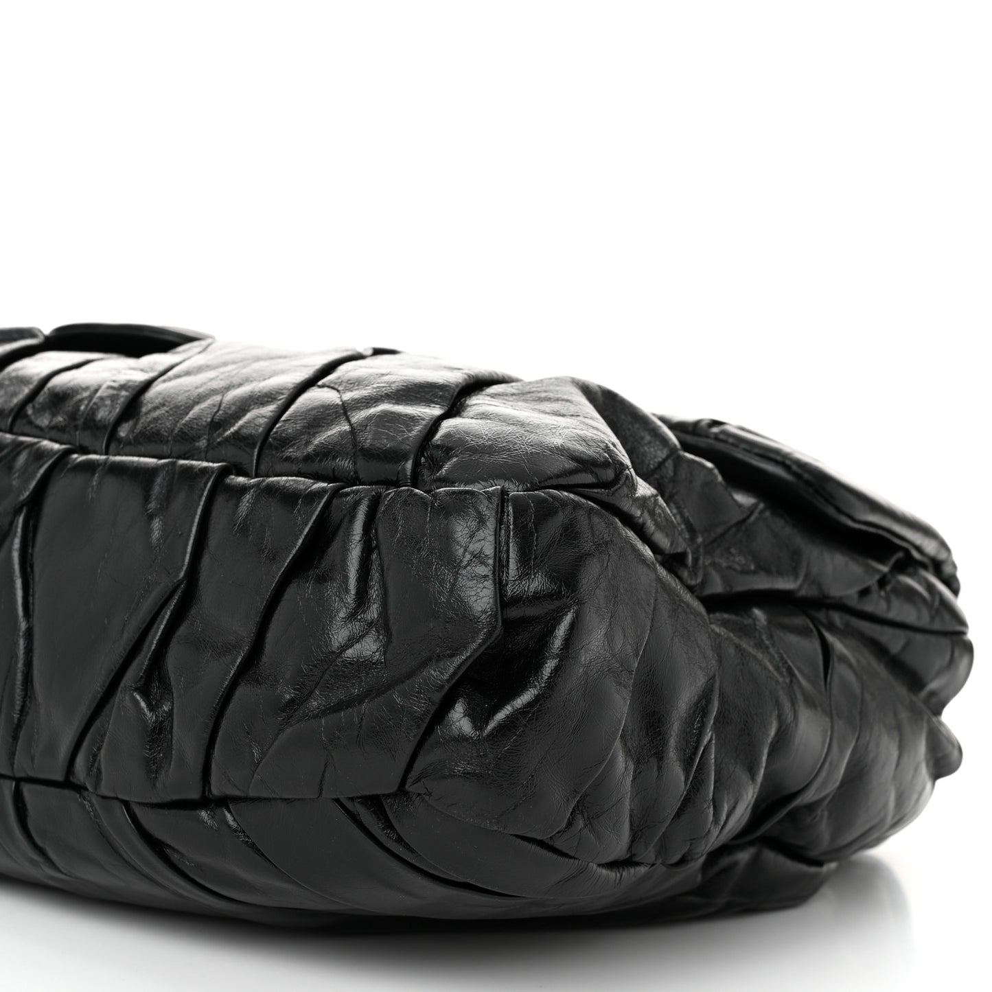 Glazed Calfskin Twisted Maxi Flap Black