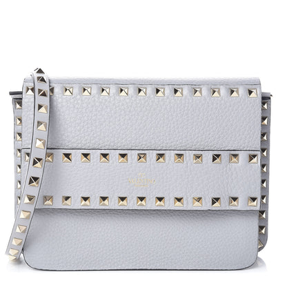 Valentino Garavani Pebbled Calfskin Rockstud Side Slip Crossbody Pastel Grey 1 of 8