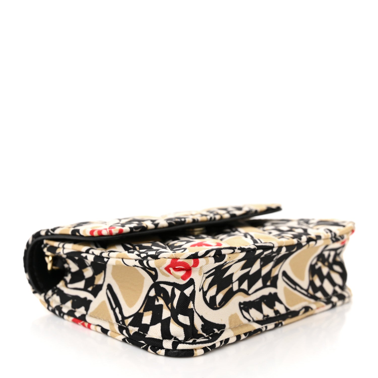 Chanel Canvas Check Flag Printed CC Clutch With Chain Beige Multicolor 4 of 12