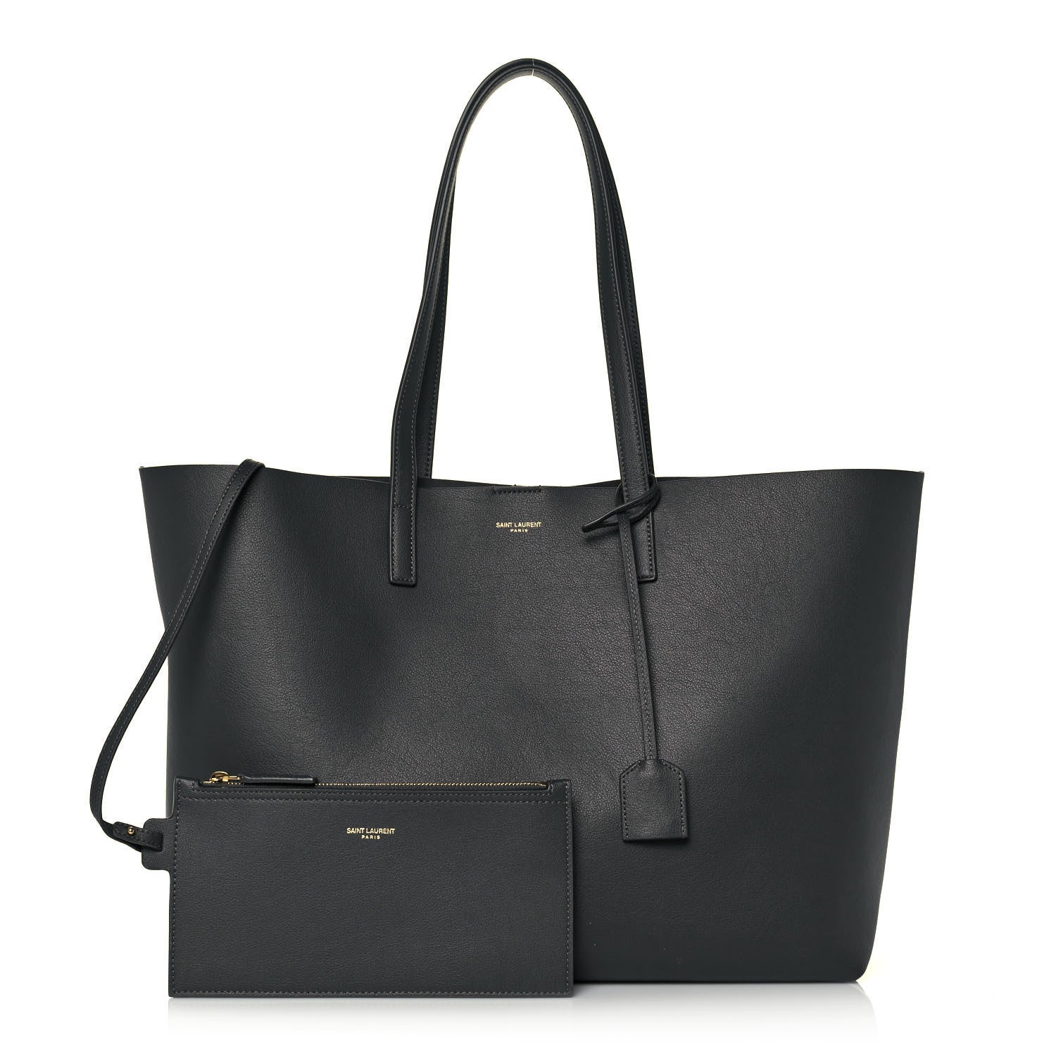 Saint Laurent Calfskin Large Shopping Tote Storm 1 of 14