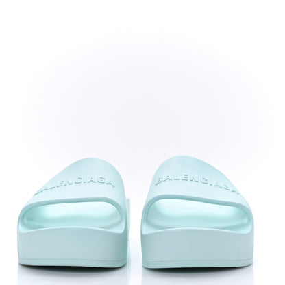 Balenciaga Rubber Womens Chunky Slide Sandals 40 Green Aqua 2 of 6